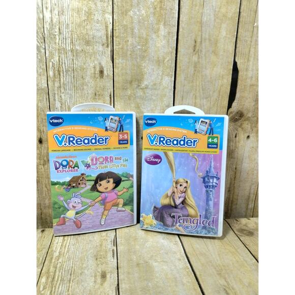 VTech V.Reader Cartridges Tangled & Dora Explorer Animated E-Books Lot Of 2 - Picture 8 of 8